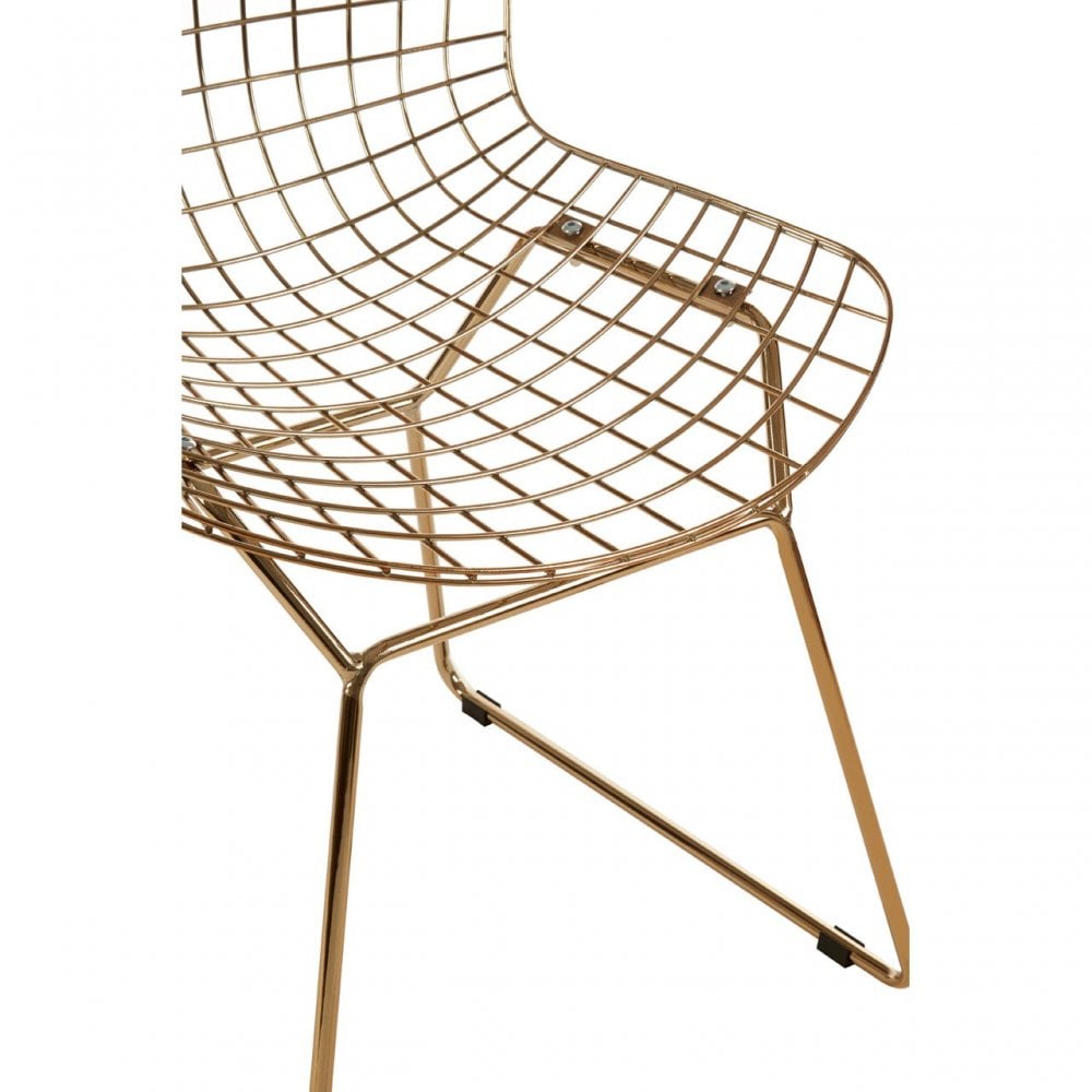 Brock Gold Metal Grid Frame Wire Chair, Metal, Gold