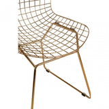 Brock Gold Metal Grid Frame Wire Chair, Metal, Gold