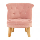 Estelle Kids Armless Pink Chair Plush Velvet and Wood