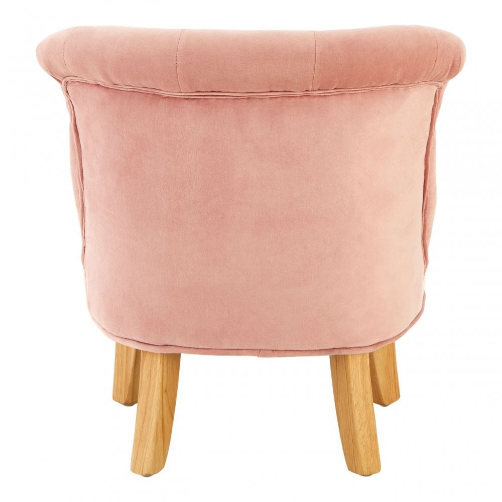 Estelle Kids Armless Pink Chair Plush Velvet and Wood