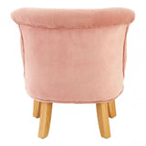 Estelle Kids Armless Pink Chair Plush Velvet and Wood