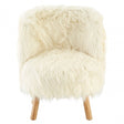 Kids White Shaggy Faux Fur and Wood Chair