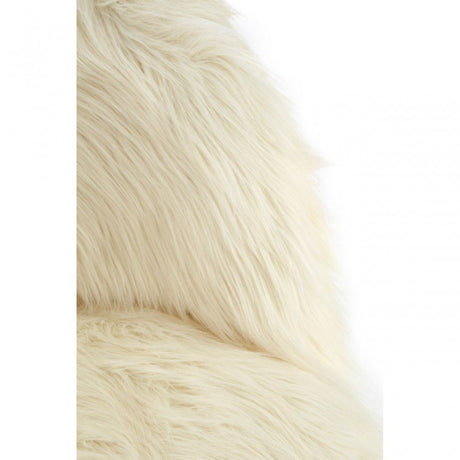 Kids White Shaggy Faux Fur and Wood Chair