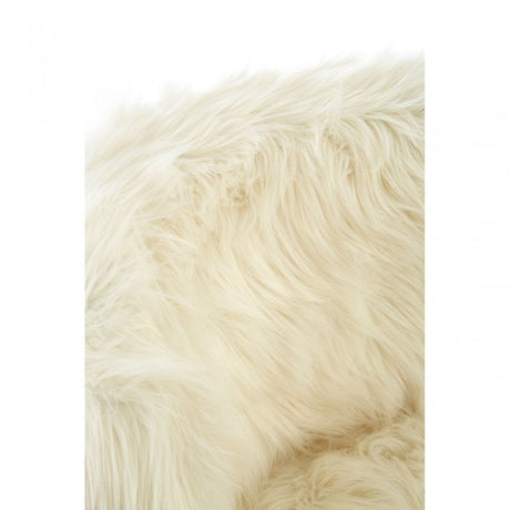 Kids White Shaggy Faux Fur and Wood Chair