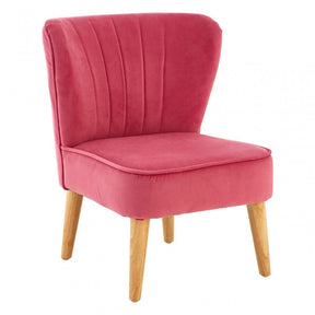 Mia Pink Kids Chair Soft Velvet & Tufted Details In Wood