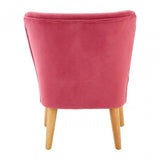 Mia Pink Kids Chair Soft Velvet & Tufted Details In Wood