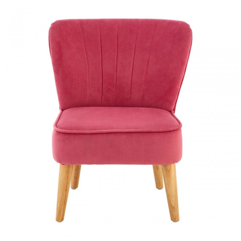 Mia Pink Kids Chair Soft Velvet & Tufted Details In Wood