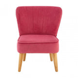 Mia Pink Kids Chair Soft Velvet & Tufted Details In Wood