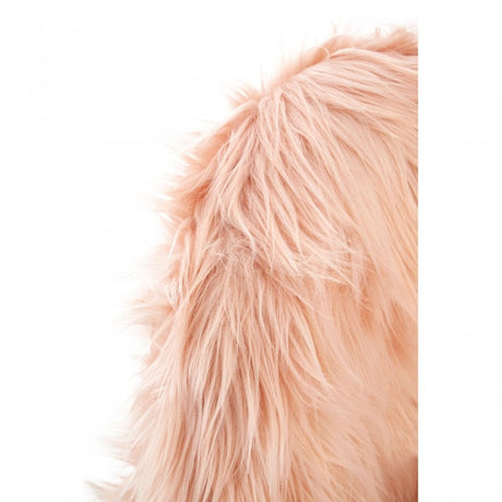Kids Pink Shaggy Faux Fur and Wood Chair