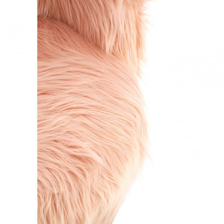 Kids Pink Shaggy Faux Fur and Wood Chair