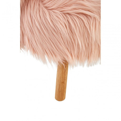 Kids Pink Shaggy Faux Fur and Wood Chair
