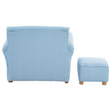 Kids Bedroom Blue & White Fabric Rocking Chair with Footstool