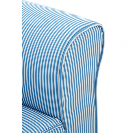 Kids Bedroom Blue & White Fabric Rocking Chair with Footstool