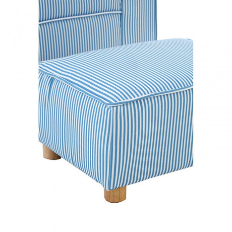 Kids Bedroom Blue & White Fabric Rocking Chair with Footstool