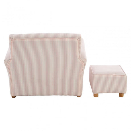 Kids Bedroom Pink & White Fabric Rocking Chair with Footstool