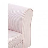 Kids Bedroom Pink & White Fabric Rocking Chair with Footstool