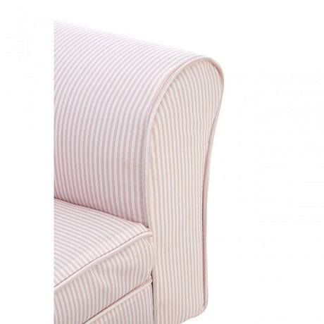 Kids Bedroom Pink & White Fabric Rocking Chair with Footstool