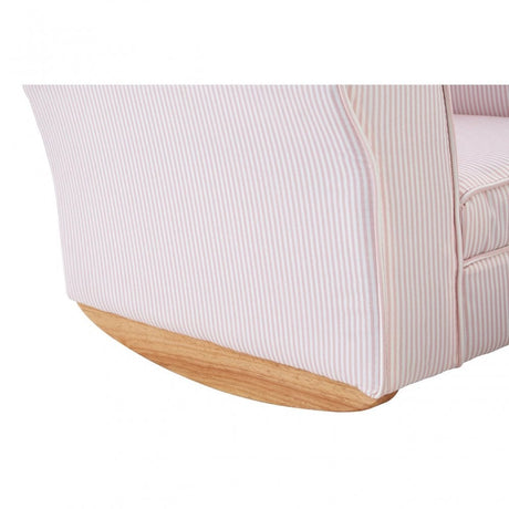 Kids Bedroom Pink & White Fabric Rocking Chair with Footstool