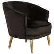 Louxor Black Velvet Round Chair, Pine Wood, Black