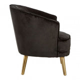 Louxor Black Velvet Round Chair, Pine Wood, Black