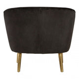 Louxor Black Velvet Round Chair, Pine Wood, Black