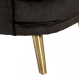 Louxor Black Velvet Round Chair, Pine Wood, Black