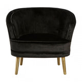 Louxor Black Velvet Round Chair, Pine Wood, Black
