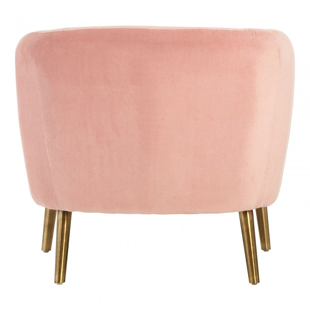 Louxor Pink Velvet Round Armchair, Cotton Velvet, Pine Wood, Pink