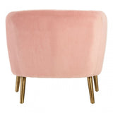 Louxor Pink Velvet Round Armchair, Cotton Velvet, Pine Wood, Pink