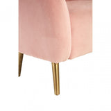 Louxor Pink Velvet Round Armchair, Cotton Velvet, Pine Wood, Pink