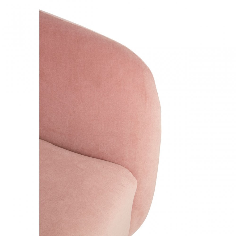 Louxor Pink Velvet Round Armchair, Cotton Velvet, Pine Wood, Pink