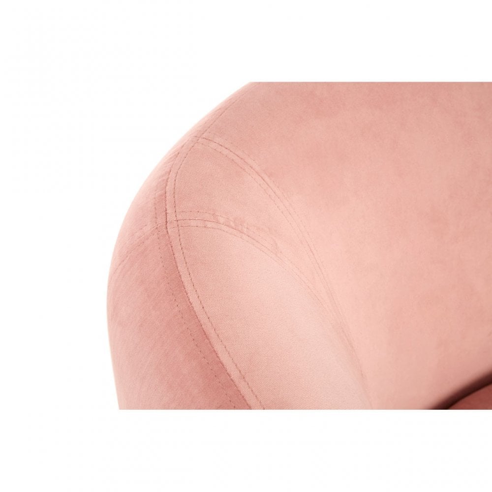 Louxor Pink Velvet Round Armchair, Cotton Velvet, Pine Wood, Pink