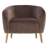 Louxor Grey Velvet Round Armchair, Cotton Velvet, Pine Wood, Grey