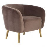 Louxor Grey Velvet Round Armchair, Cotton Velvet, Pine Wood, Grey