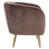 Louxor Grey Velvet Round Armchair, Cotton Velvet, Pine Wood, Grey