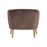 Louxor Grey Velvet Round Armchair, Cotton Velvet, Pine Wood, Grey