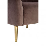 Louxor Grey Velvet Round Armchair, Cotton Velvet, Pine Wood, Grey