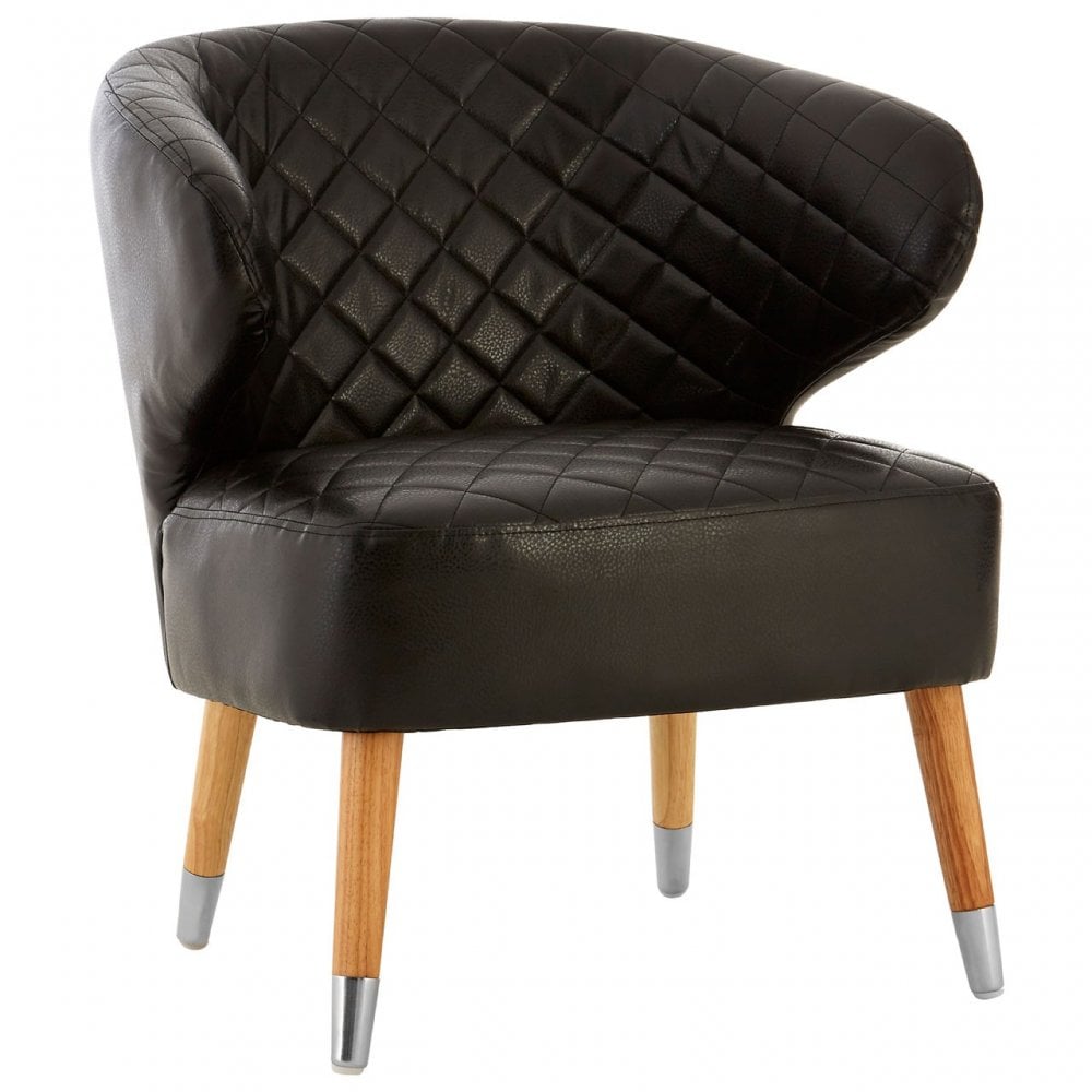 Black Faux Leather Wingback Armchair, Birchwood, Black