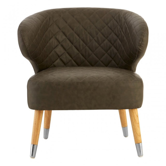 Brown Faux Leather Wingback Armchair, Birchwood, Brown