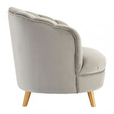 Orlina Grey Velvet Chair with Gold Wood Legs, Birchwood, Foam, Wood, Grey
