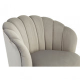 Orlina Grey Velvet Chair with Gold Wood Legs, Birchwood, Foam, Wood, Grey