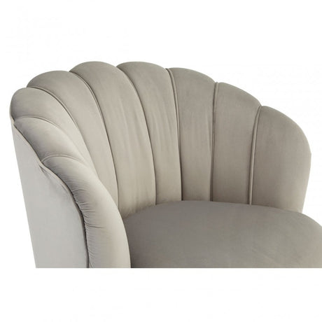 Orlina Grey Velvet Chair with Gold Wood Legs, Birchwood, Foam, Wood, Grey