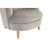 Orlina Grey Velvet Chair with Gold Wood Legs, Birchwood, Foam, Wood, Grey