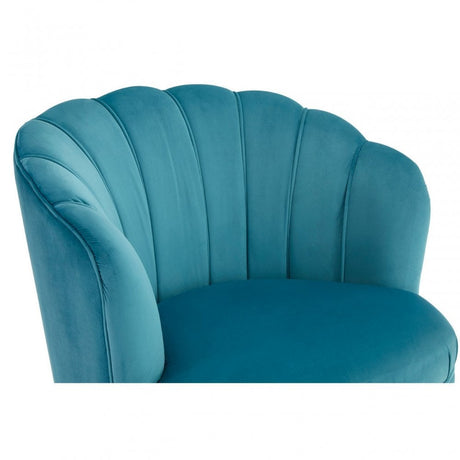 Orlina Blue Velvet Chair with Gold Wood Legs, Birchwood, Foam, Wood, Blue