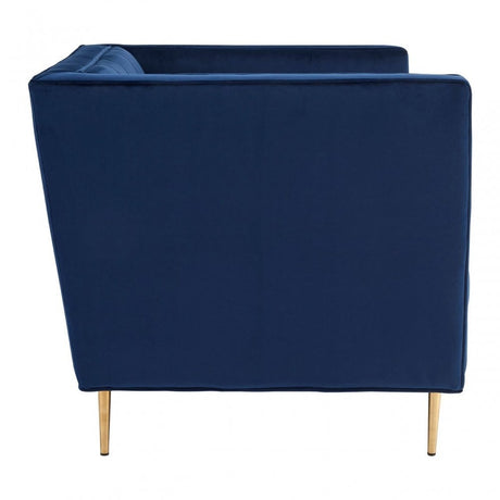 Otylia Deep Blue Velvet Armchair, Foam, Wood, Blue