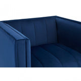 Otylia Deep Blue Velvet Armchair, Foam, Wood, Blue
