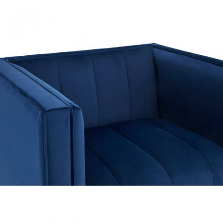 Otylia Deep Blue Velvet Armchair, Foam, Wood, Blue