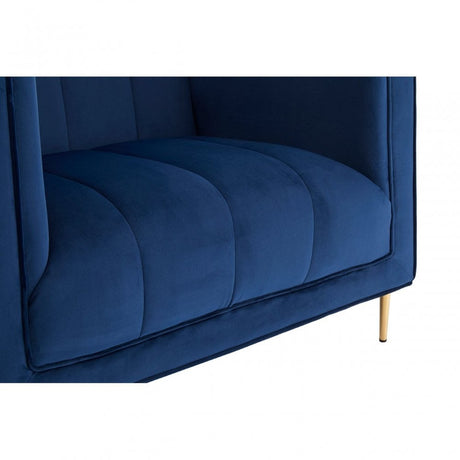 Otylia Deep Blue Velvet Armchair, Foam, Wood, Blue