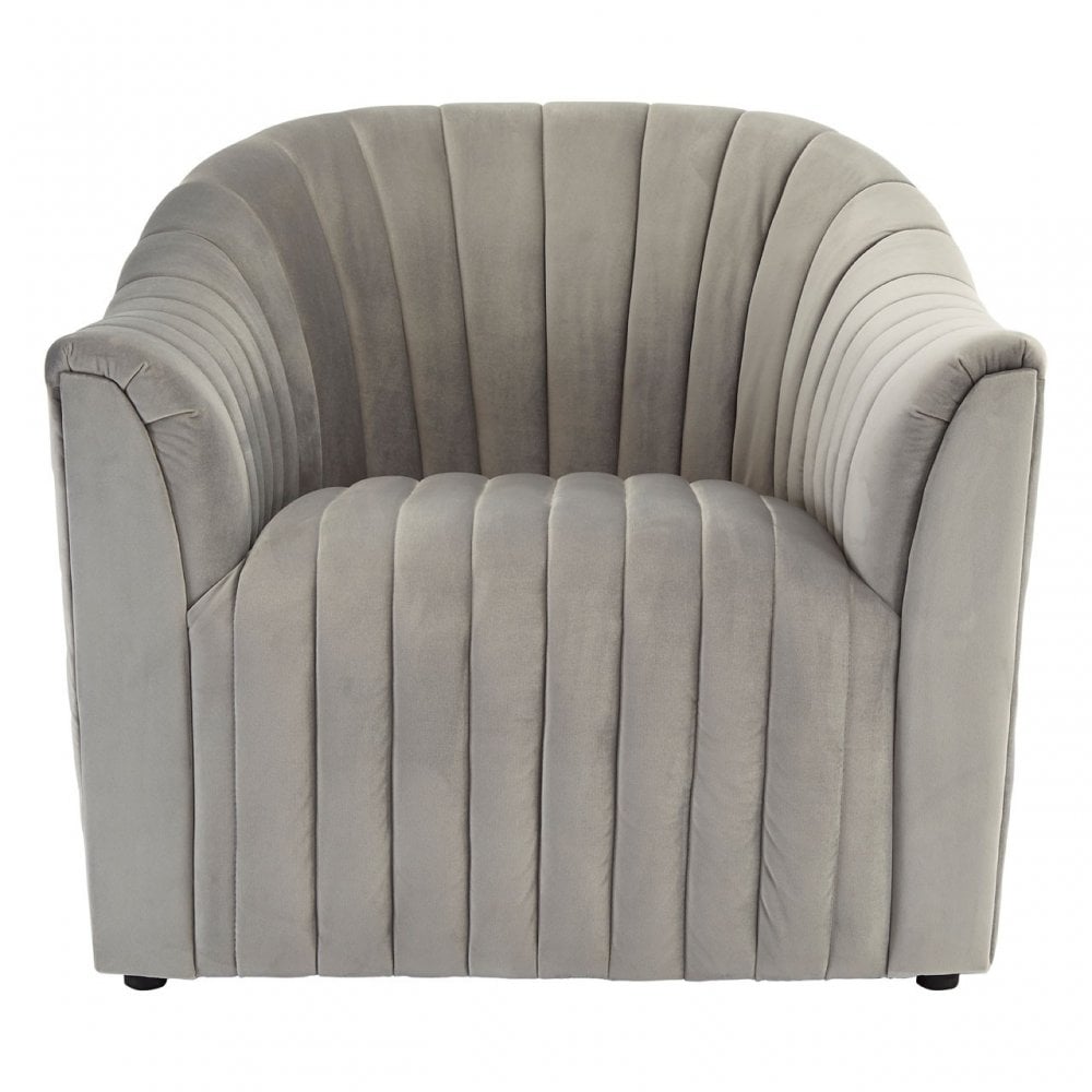 Opel Grey Velvet Armchair, Foam, Wood, Grey
