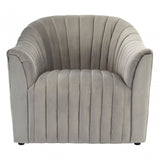 Opel Grey Velvet Armchair, Foam, Wood, Grey